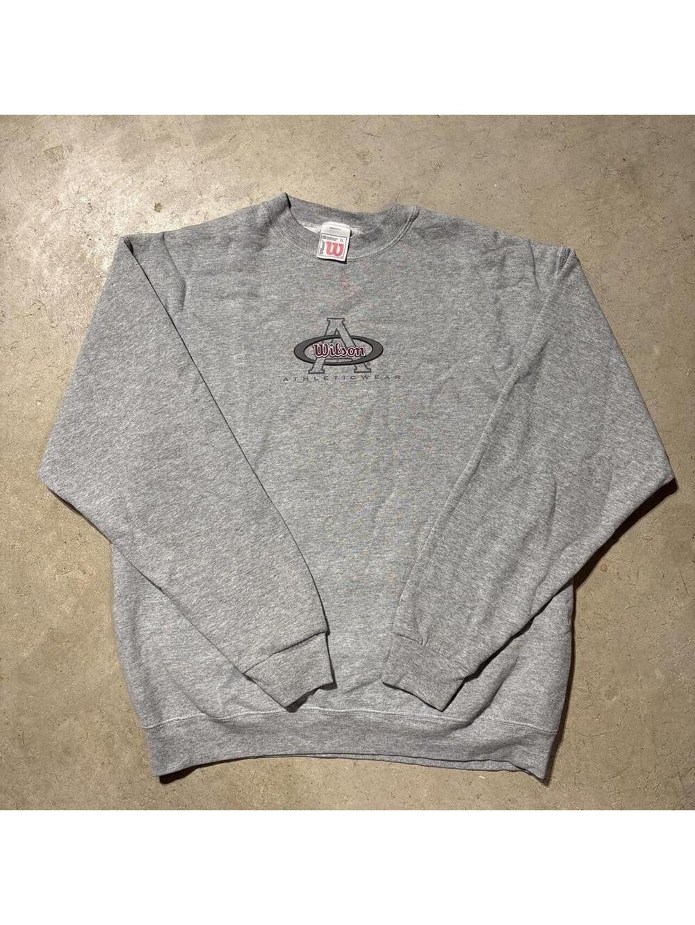 Vintage 90s Wilson Athletic Wear Crewneck Sweatshirt Gray Mens XL Made USA